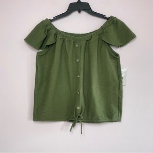 NEW A.N.A Off Shoulder Faux Button Down Blouse size medium